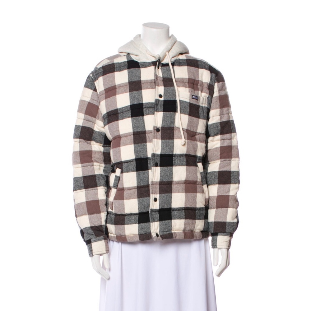 Kith Sterling Quilted Reversible Hoodie Plaid Print Puffer Jacket Coat